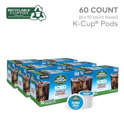 Green Mountain Coffee Roasters Iced Vanilla Caramel K-Cup Pods - Pack of 6 (10 Count Each)