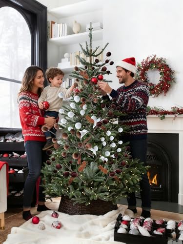 Libeking 5 Pcs Velvet Christmas Tree Picks 21.65” Brown & White Holiday Ornaments