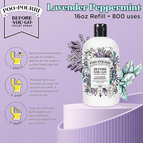 Poo-Pourri Before-You-Go Toilet Spray Refill Lavender Peppermint 16oz Pack of 1