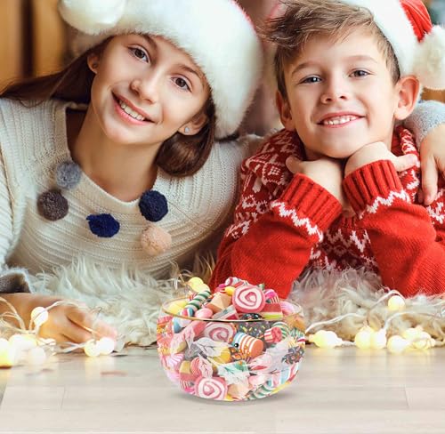 16 oz Festive Holiday Glass Nut Bowl with Gold Rim – Clear Bowl for Nuts & Snacks