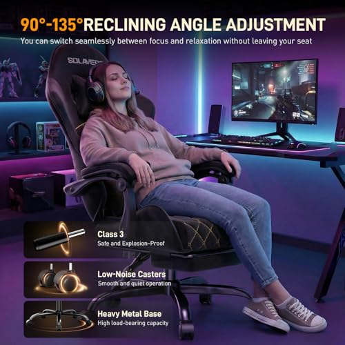 HLDIRECT Black Massage Recliner Gaming Chair with Footrest for Adults