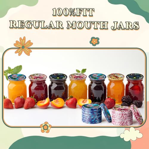 120 Pack Regular Mouth Canning Lids, Stained Glass Style