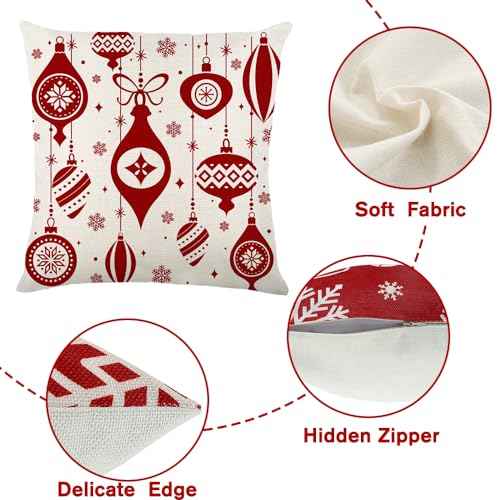 YUJUN 4 Pack Christmas Pillow Covers Decoration,18x18in Buffalo Plaid Farmhouse Red Christmas Winter Throw Pillows Cushion Case Couch Decor for Christmas Home Outdoor Decorations