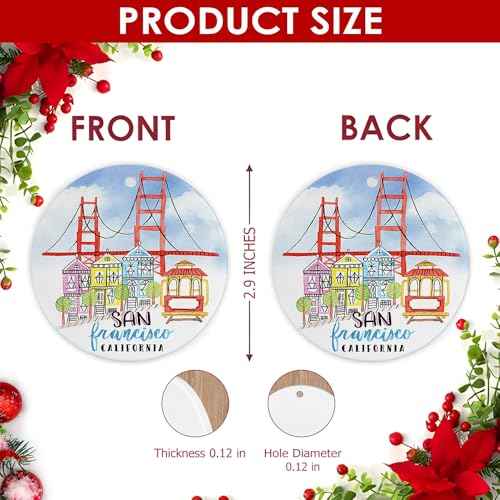 San Francisco California Christmas Ornament ? Golden Gate Bridge, Painted Ladies, Cable Car ? City Souvenir Gift, Travel Keepsake Holiday Decor