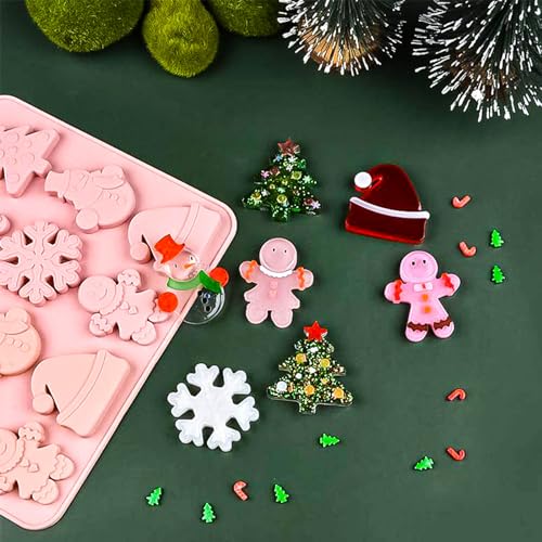 JHYlilia 3Pcs Xmas Pink Silicone Cookie Molds – 26 Cavities Holiday Candy & Chocolate Molds