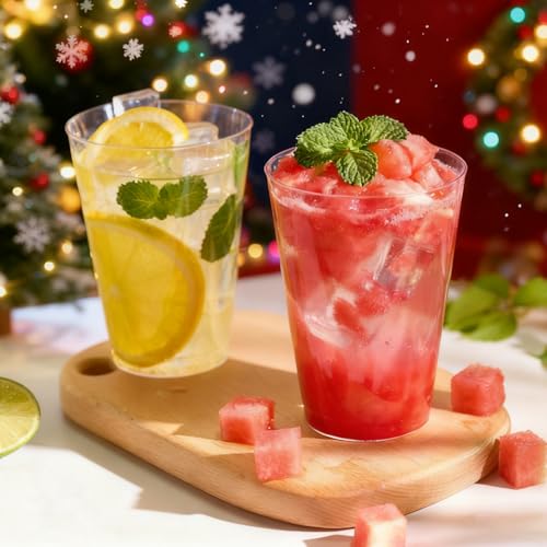 Disposable Clear Plastic Cups 16 oz - 100 Pack, Party Drinking Cups