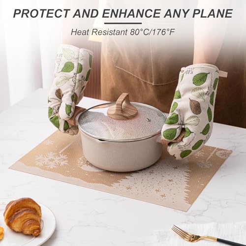 CADONO Christmas Tree Gold Placemat Set of 4 Heat-Resistant Non-Slip Table Mats
