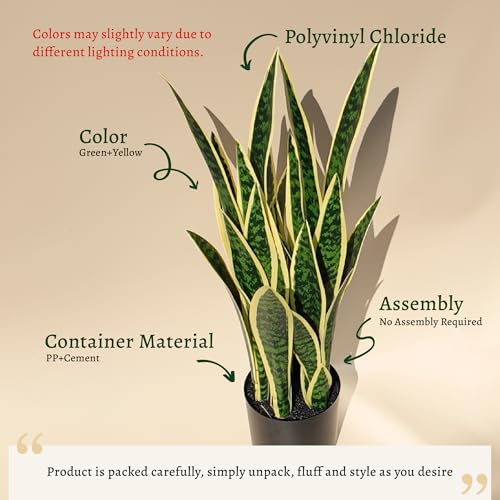 Artificial Snake Plant 3ft 2-Pack - Faux Sansevieria in Yellow, Indoor Home Decor