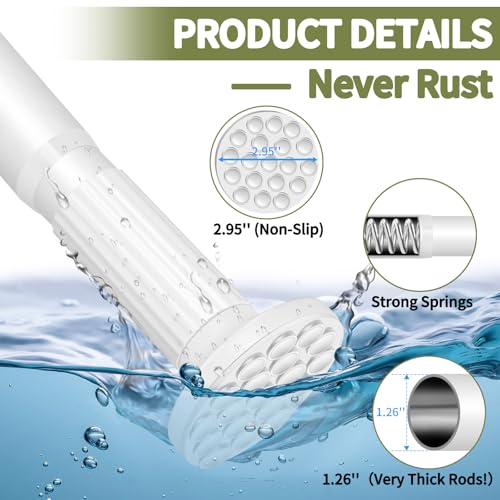 White Tension Curtain Rod 51-165In Adjustable No-Drill Support Rustproof