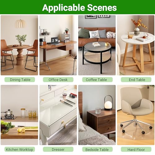 60 Inch Clear Round Table Cover Protector - 2.0mm Plastic Desk Mat, Waterproof & Scratch-Resistant