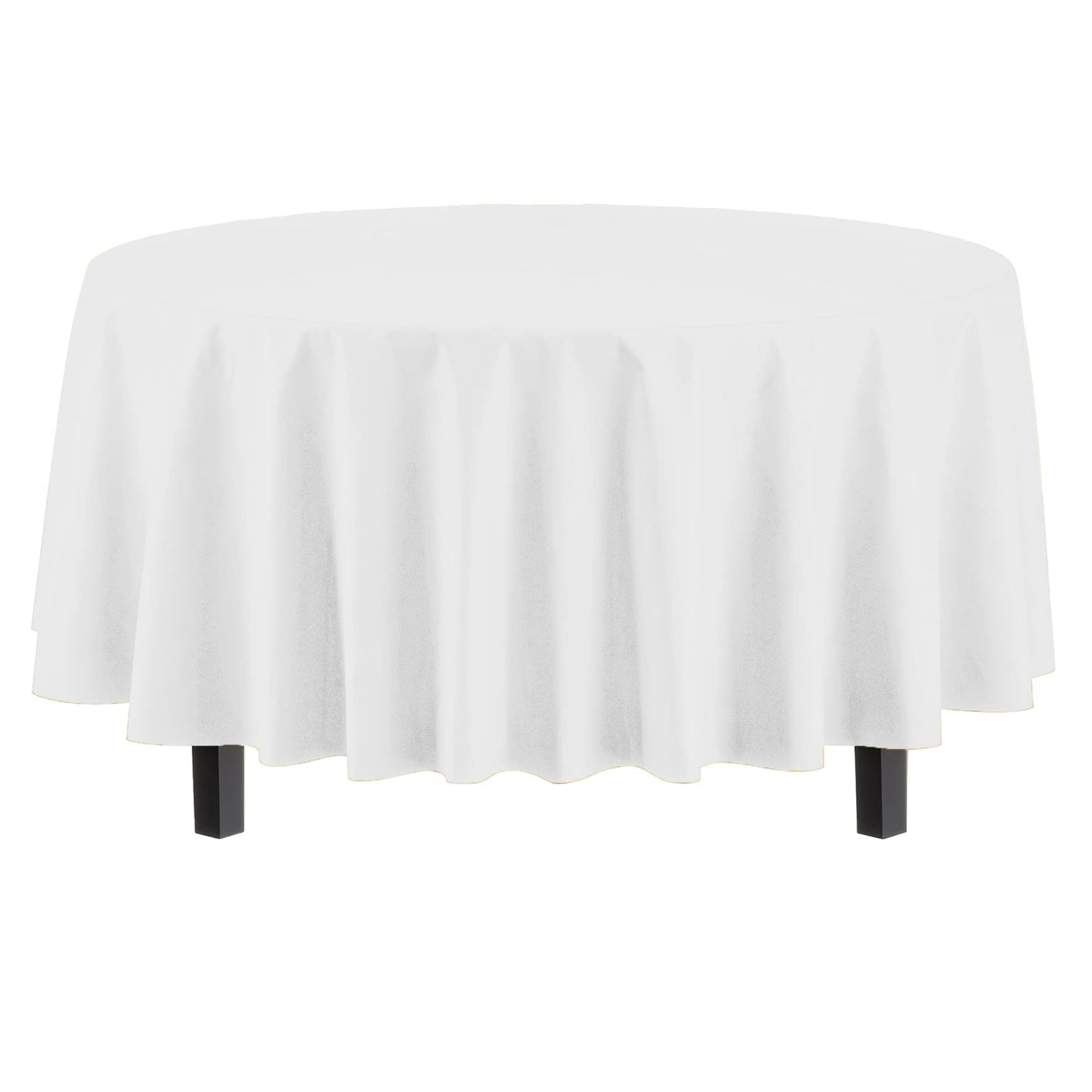 Exquisite Party Solids 6-Pack Premium Plastic Tablecloth 84in. Round Plastic Table Cover - White