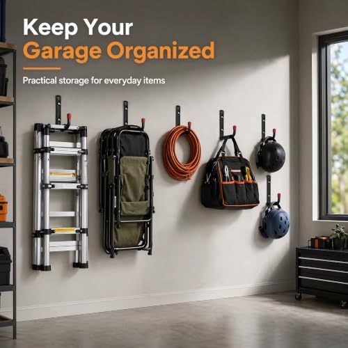 15-Inch Heavy Duty Garage Hooks with EVA Foam Padding - Wall Mount Organizer - CRXCRC