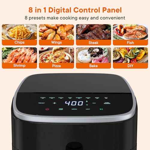 Black 4QT Compact Air Fryer with Touchscreen, Interior Light & Presets