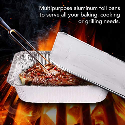 25 Pack Disposable Aluminum Pans with Lids 9x13 for Baking Cooking & Storing - Food Containers