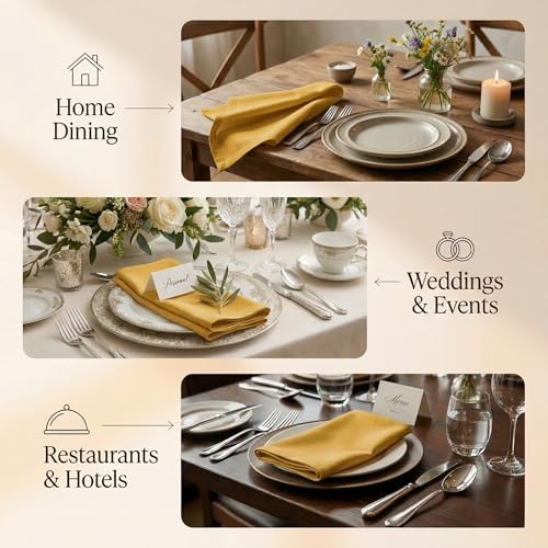 Accent Home Mustard Cotton Napkins 18x18 Inches Set of 12 - Mitered Corners