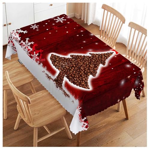 Swono Christmas Tree Tablecloth 52x70 Inch Washable Holiday Placemats Plaid Decor