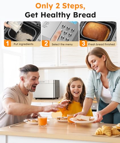 17-in-1 Stainless Steel Bread Maker 2LB Capacity - 15.35 x 12.01 x 13.78 Inches