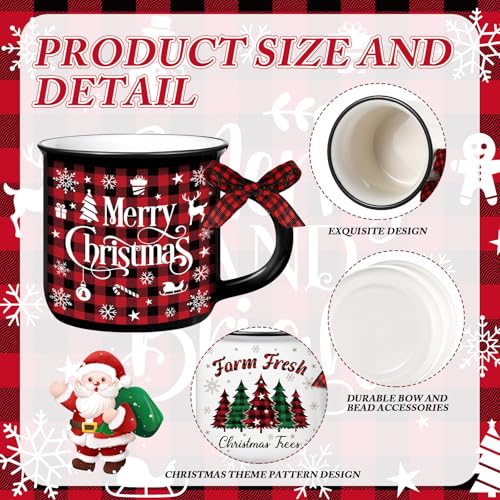 Suttmin 6 Pack Christmas Mini Coffee Mugs 5.07 oz Buffalo Plaid Red & Black for Holiday Decor