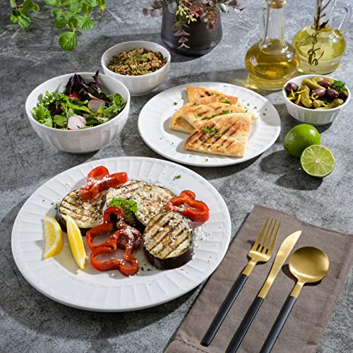 White Embossed Porcelain Dinnerware Set for 8 - 40 Pieces