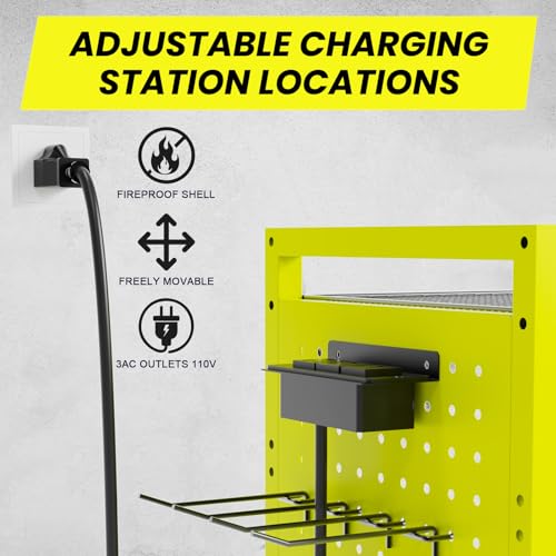Heavy-Duty Tool Organizer Cart with Power Strip, 6-Tier Rolling Garage Storage