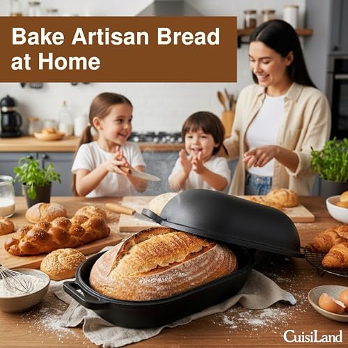 Large 9QT Cast Iron Bread & Loaf Pan for Artisan Baking