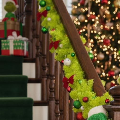 Jutom 6ft Norfolk Pine Christmas Garland, Whimsical Holiday Decor