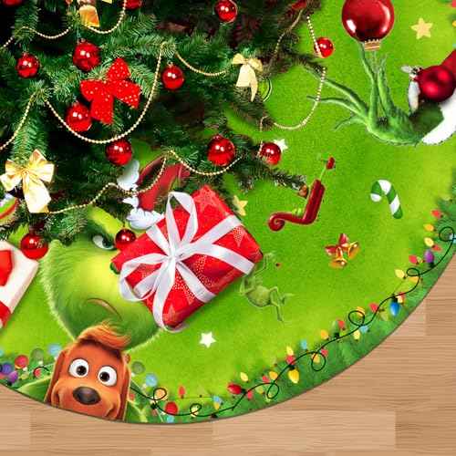 Christmas Tree Skirt 48 Inches Christmas Tree Skirt Collar Mat for Merry Christmas Holiday Party Decorations Indoor Outdoor