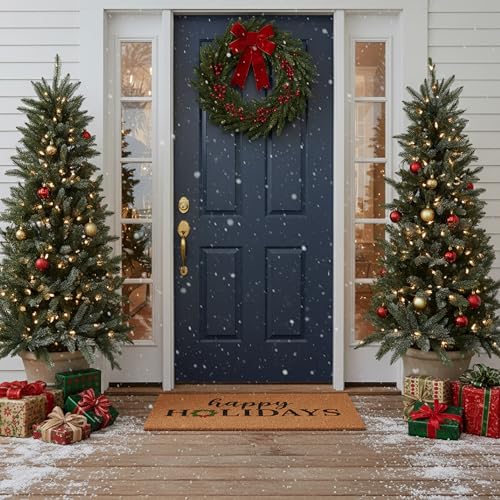 Calloway Mills Christmas Wreath Doormat 24x36 Durable Coir Holiday Rug