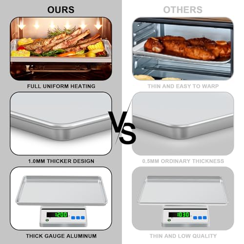 EWFEN 24 Inch Heavy Aluminum Baking Sheet Pan with Rack Set - Nonstick Cookie & Roast Tray