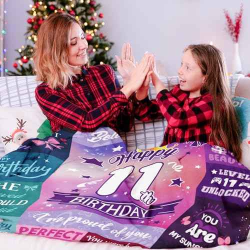11 Year Old Girl Birthday Gifts, Gifts for 11 Year Old Girl, Happy 11th Birthday Girls Blanket 60x50 Inch, 11th Birthday Decorations for Girls