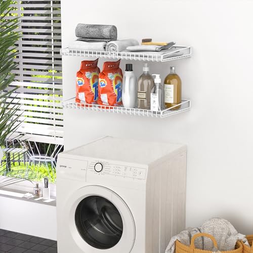WALMANN 2-Pack White Wall Mounted Garage Shelves 23.5 x 12 inches Storage