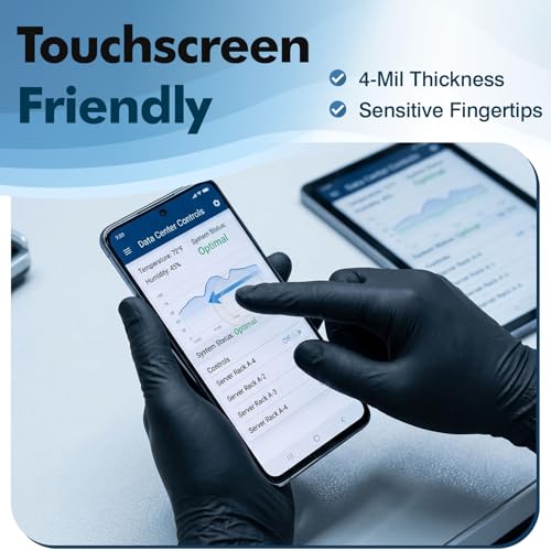 Fixwal Disposable Black Nitrile Gloves Large 4 Mil 1200 Count Food & Household Use