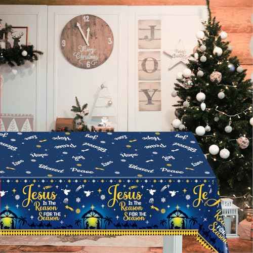 Fancy Land Nativity Tablecloths 3 Pack Christmas Tablecloths 54 x 108 Disposable Table Cover Disposable Tablecloths Religious Christmas Party Decoration