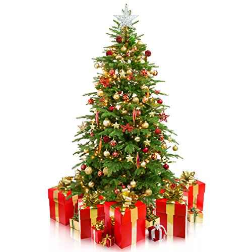 Resinta 8 Inch Metal Glittered Christmas Tree Topper Hallow Wire Star Topper for Christmas Tree Ornament (Silver)