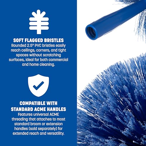 12-Pack Blue Sparta Round Duster Head 7 Inch for Overhead Cleaning - Soft Bristles