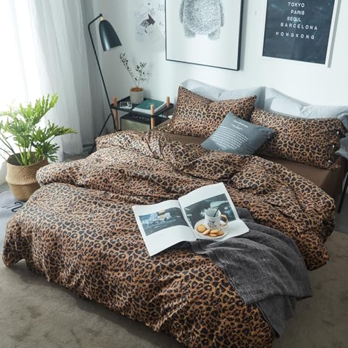 LifeTB Queen Leopard Comforter Set 3P Fluffy Microfiber Bedding Animal Print Variation 1#