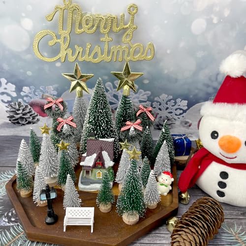 NotiGat Mixed Color Mini Bottle Brush Christmas Trees - 36pcs Tree Village Set