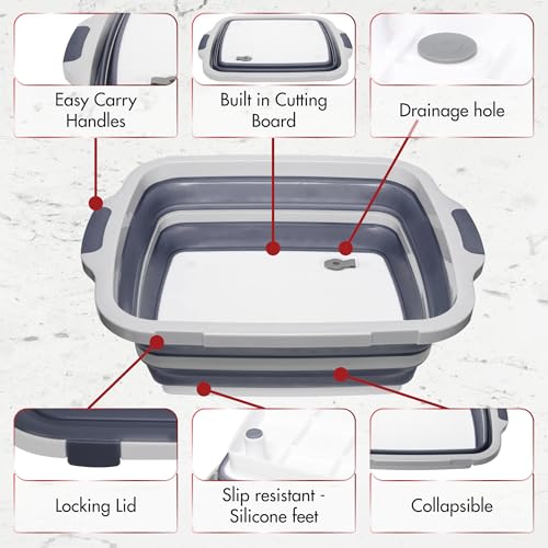 X-Large Collapsible BBQ & Smoker Prep Tub with Locking Lid - Gray