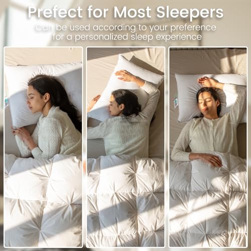Alanzimo Queen Size Goose Feather Down Pillows Set of 2 20x28 Hotel Collection