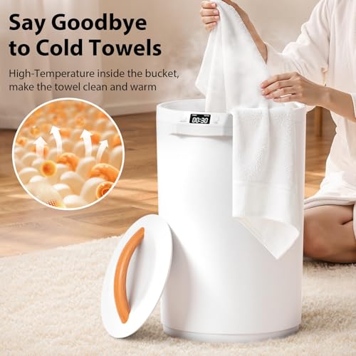 CWDOlROI White 20L Large Towel Warmer for Bathroom, Auto Shut Off & LCD