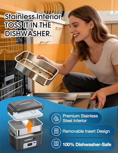 Rechargeable Cordless Electric Lunch Box 1.4L Stainless Steel Food Container