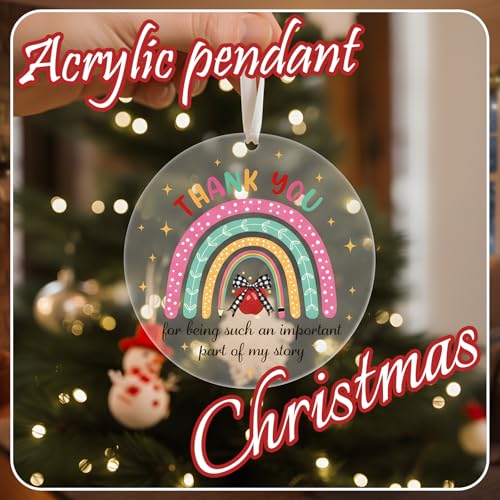INCOK Teacher Christmas Ornament 2025 - Thank You Gift for Educators, Round Acrylic Holiday Decor, Teacher Appreciation, Christmas Tree Decoration