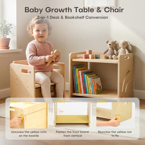 Montessori Toddler Table and Chair Set with Storage - Log Variation