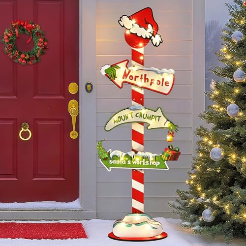 Yinhua 45 Inch Lighted Christmas Sign Indoor Holiday Decor - Red & Lime Green, Large Winter Party Display