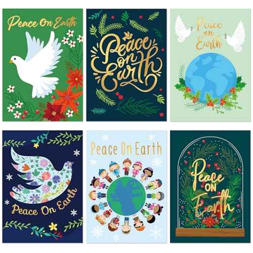 ceiba tree Christmas Cards 24pcs Peace Dove Greeting Card Christmas Note Cards with Envelopes and Stickers