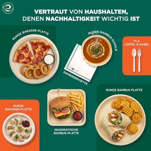 ECO SOUL 7 & 10 Inch Disposable Bamboo Bundle Plates (50 Pack)