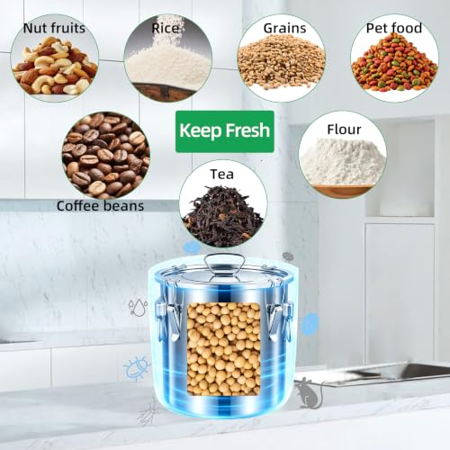 Verdeho 5.55 Gallon Stainless Steel Airtight Food Storage Container with Lock Clips
