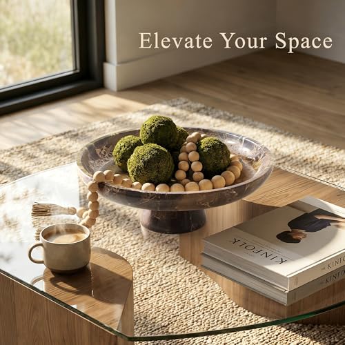 Brown Natural Marble Fruit Bowl with Pedestal – Elegant Kitchen & Dining Decor