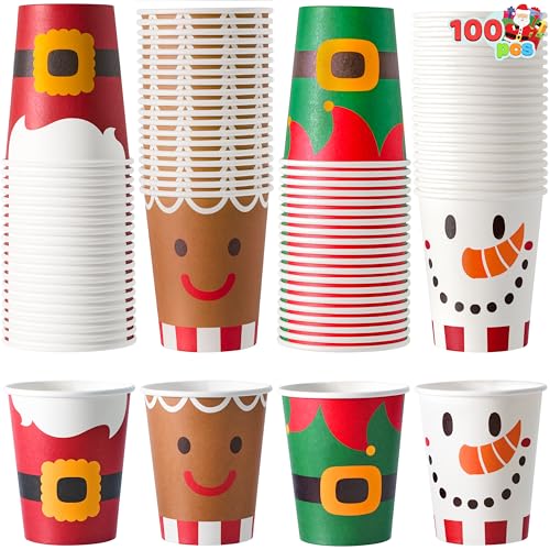 Cute JOYIN 100PCS 9oz Christmas Disposable Paper Cups - Holiday Party Drinkware