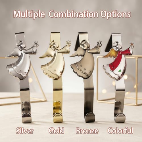 XENTUMI Colorful Set of 5 Reusable Christmas Stocking Holders for Mantle No-Damage Xmas Hooks
